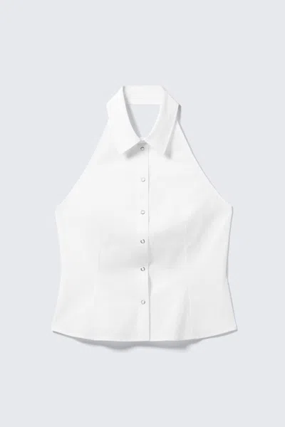 Weekday Sleeveless Halterneck Shirt Top In White