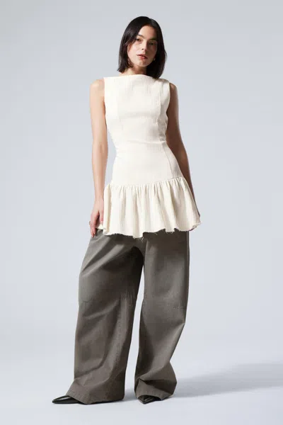 Weekday Sleeveless Twill Mini Dress In Neutral