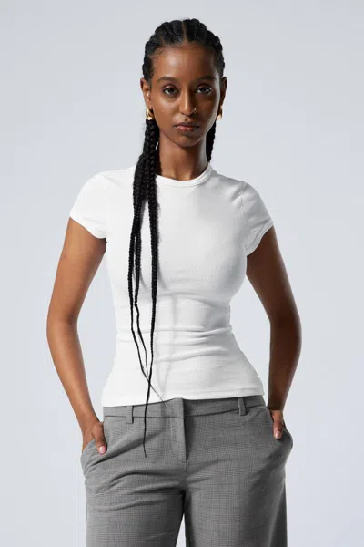Weekday Slim Fit Ribbed Cotton T-shirt In Grey