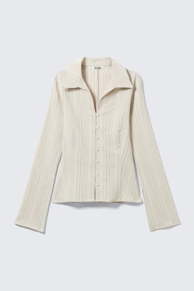 Weekday Slim Fit Textured Blouse In Neutral