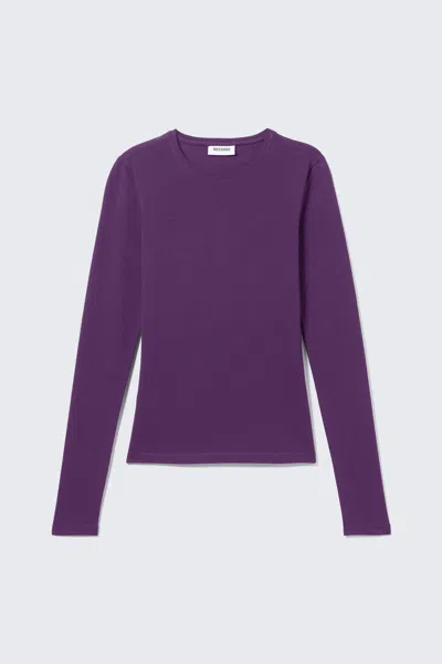 Weekday Slim Fitted Long Sleeve In Purple
