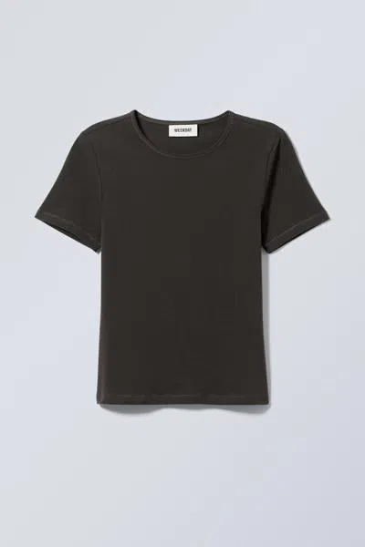 Weekday Slim Fitted T-shirt In Brown