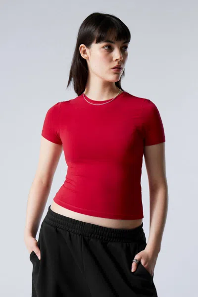 Weekday Slim Fitted T-shirt In Red