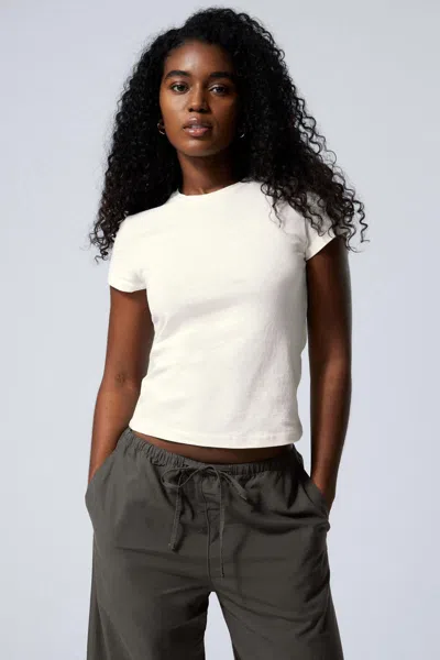 Weekday Slim Short-sleeved Cotton T-shirt In White