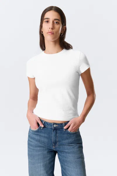 Weekday Slim Short-sleeved Cotton T-shirt In White