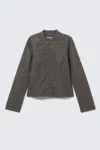 Weekday Slim Structured Cotton Zip Jacket In Gray