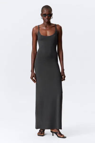 Weekday Smooth Strap Maxi Dress In Grey