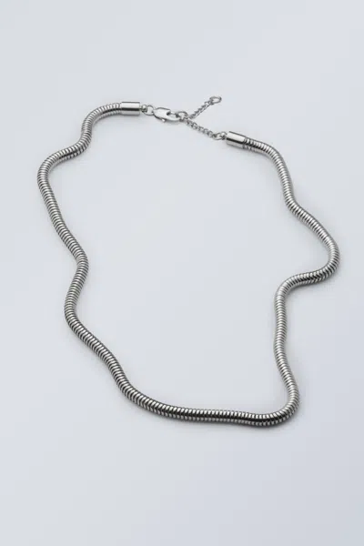 Weekday Snake-chain Necklace In Metallic