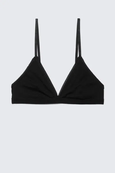 Weekday Soft Cotton Triangle Bra In Black