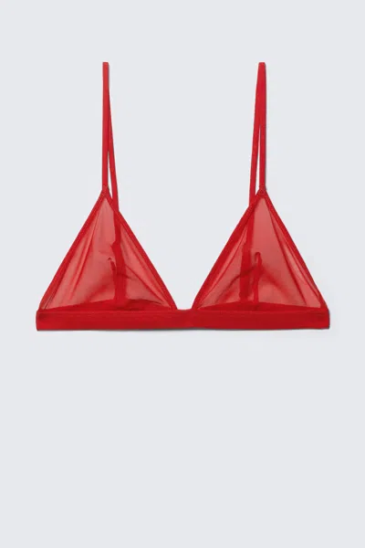 Weekday Soft Mesh Triangle Bra In Red