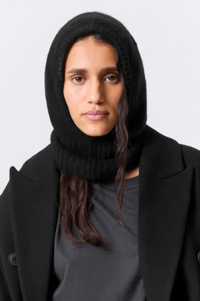 Weekday Soft Ribbed Knitted Hood In Black