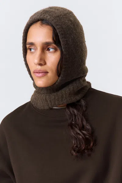 Weekday Soft Ribbed Knitted Hood In Brown