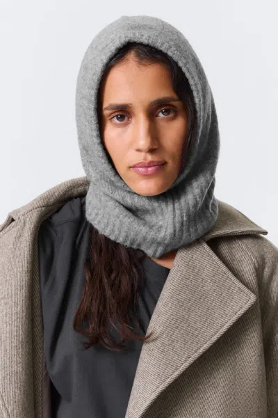 Weekday Soft Ribbed Knitted Hood In Gray