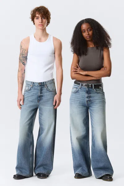 Weekday Solar Loose Wide Leg Unisex Jeans In Blue