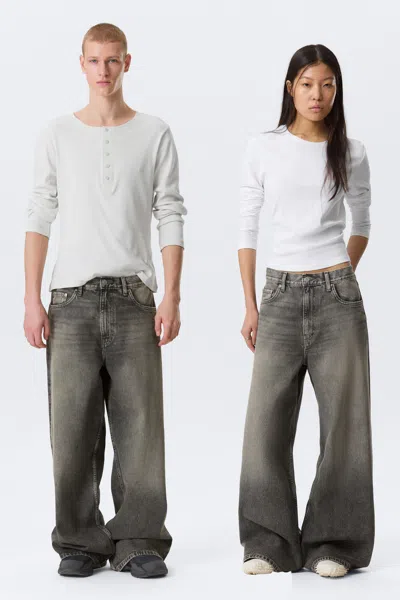 Weekday Solar Loose Wide Leg Unisex Jeans In Gray