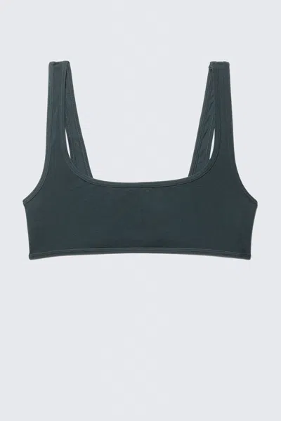 Weekday Soul Micro Scooped Soft Bra In Green