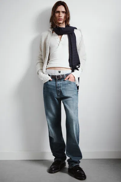 Weekday Space Mid Rise Relaxed Straight Leg Jeans In Blue