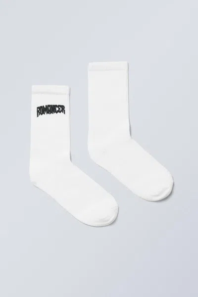 Weekday Sport Printed Socks In White