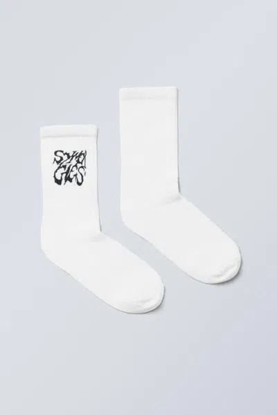 Weekday Sport Printed Socks In White