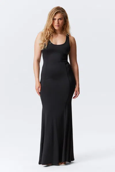 Weekday Sporty Fit-and-flare Maxi Dress In Black