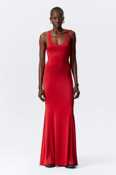 Weekday Sporty Fit-and-flare Maxi Dress In Red