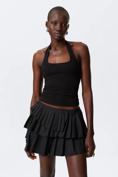 Weekday Slim Fit Square Halterneck Top In Black