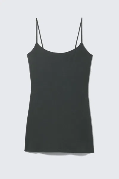 Weekday Strappy Mini Slip Dress In Green