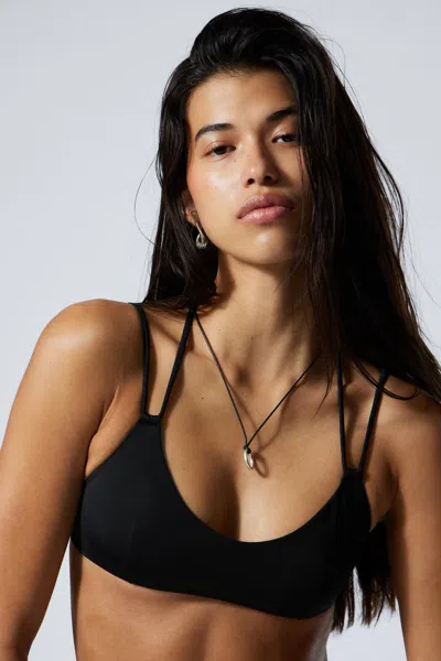 Weekday Strappy Tie-back Bikini Top In Black
