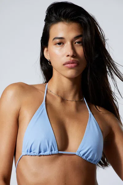 Weekday Strappy Triangle Bikini Top In Blue
