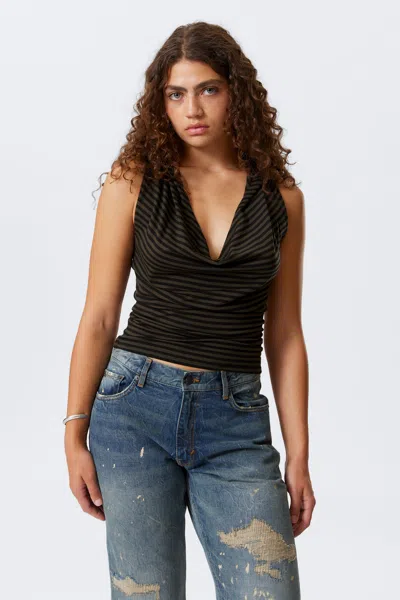 Weekday Striped Draped Hooded Top