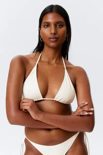 Weekday Structured Strappy Triangle Bikini Top In White