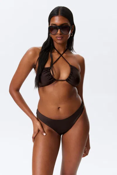 Weekday V-shaped Thong Bikini Bottoms In Black