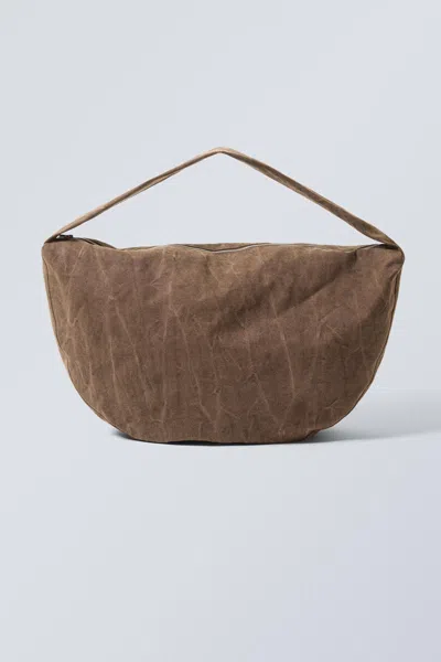 Weekday Washed Cotton Crossbody Bag In Brown