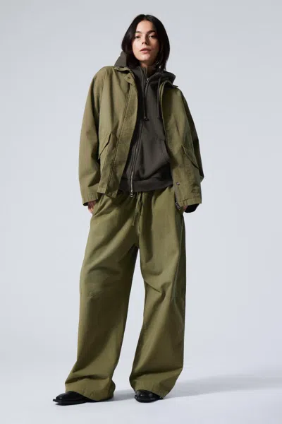 Weekday Washed Ripstop Jacket In Green