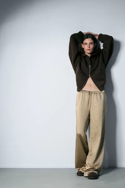 Weekday Washed Satin Pyjama Trousers In Sand