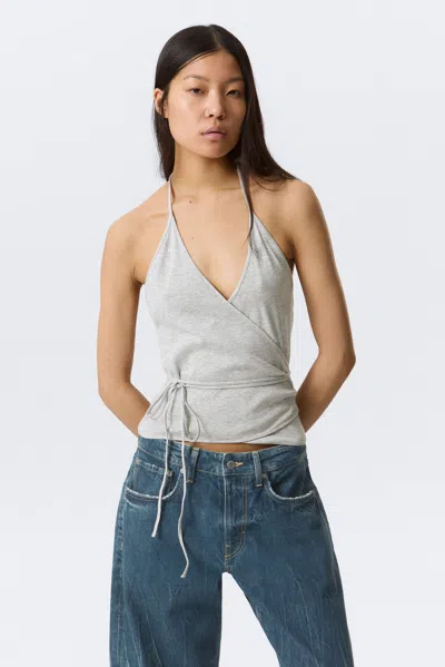 Weekday Wrap Halter Top In Gray