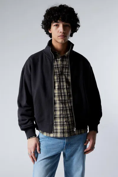 Weekday Zip-up Cotton Track Jacket In Black