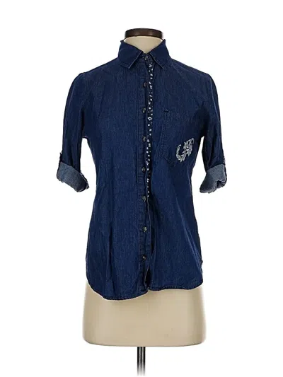 Pre-owned Weekend 3/4 Sleeve Button Down Shirt In Blue
