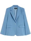 Weekend Blue Lamine Structured Tailored Fabric Blazer In Blue