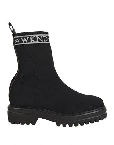 Weekend By Pedro Miralles Woman Ankle Boots Black Size 9 Textile Fibers