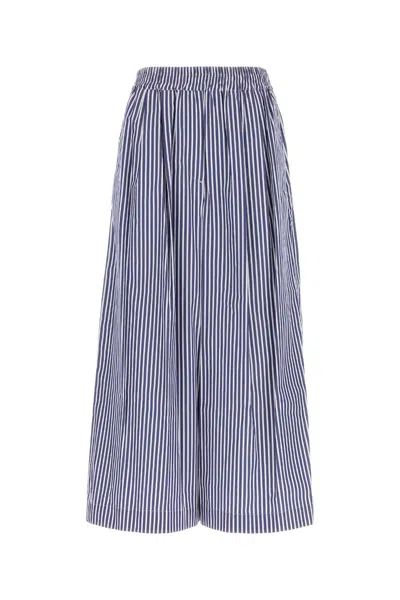 Weekend Embroidered Cotton Wide-leg Pants In Stripped