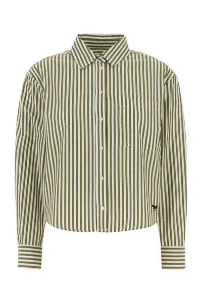 Weekend Embroidered Poplin Panetto Striped Shirt In Green