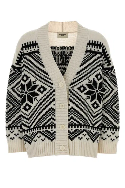 Weekend Embroidered Wool Oversize Cardigan In Printed