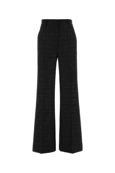 Weekend Embroidered Wool Pacca Pants In Checked In Black