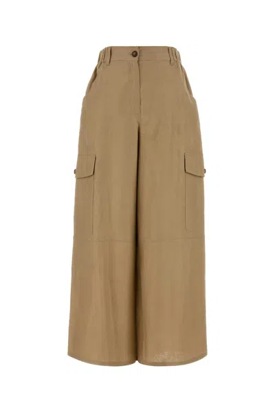 Weekend Finale Linen Cargo Pant In Beige O Tan