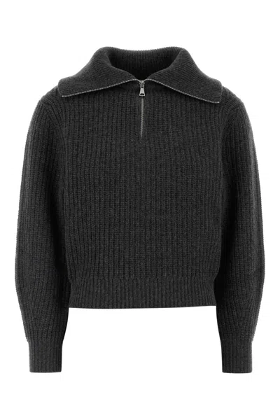 Weekend Graphite Wool Laser Sweater In Grey