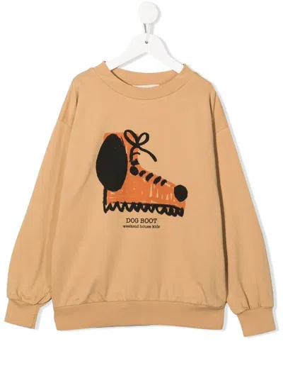 Weekend House. Graphic-print Crew-neck Sweatshirt In Brown