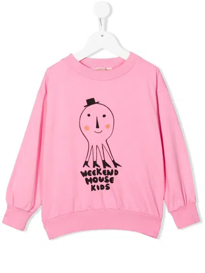 Weekend House. Logo-print Long-sleeve Sweatshirt In Pink