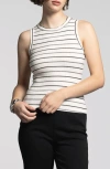 Weekend Los Angeles Alessandra Stripe Rib Tank In Ivory Stripe
