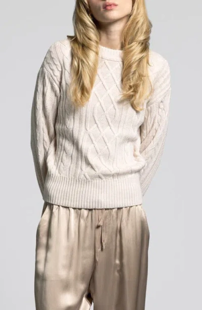 Weekend Los Angeles Alison Blouson Cable Sweater In White